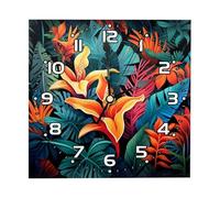 VTGHDEEQ Horloge Murale à Piles,Facile à Lire,Jungle Tropicale de Plantes Florales,Horloge silencieuse carrée 7.87 po