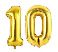 Vthoviwa 32'' Ballon Chiffre Anniversaire 10 Or, Ballon Numero 10 Deco Birthday, Balloon 10 Numéro Party Deco 86cm
