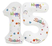 Vthoviwa 32'' Ballon Chiffre Anniversaire 15/51 Blanc, Ballon Numero 15/51 Deco Birthday, Balloon 15/51 Numéro Party Deco 86cm