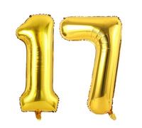 Vthoviwa 32'' Ballon Chiffre Anniversaire 17/71 Or, Ballon Numero 17/71 Deco Birthday, Balloon 17/71 Numéro Party Deco 86cm