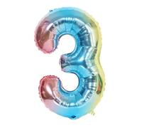 Vthoviwa 32'' Ballon Chiffre Anniversaire 3 Gradient bleu, Ballon Numero 3 an Deco Birthday, Balloon 3 Numéro Party Deco 86cm