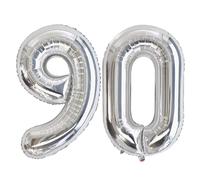 Vthoviwa 32'' Ballon Chiffre Anniversaire 90 Argent, Ballon Numero 90 Deco Birthday, Balloon 90 Numéro Party Deco 86cm
