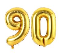Vthoviwa 32'' Ballon Chiffre Anniversaire 90 Or, Ballon Numero 90 Deco Birthday, Balloon 90 Numéro Party Deco 86cm
