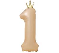 Vthoviwa 40'' Couronne Ballon Chiffre Anniversaire 1 kaki, 101cm Ballon Numero 1 an Deco Birthday, Balloon 1 Numéro Party Deco