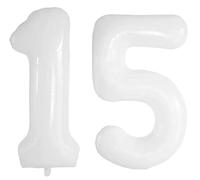 Vthoviwa 40pouces Ballon Chiffre Anniversaire 15/51 Blanc, 0123456789,10-19,20-25,30,40,50,60,70,80,90 Ballon Numero 15/51 Deco Birthday, Balloon 15/51 Ballon Party Deco Soutenir l'hélium