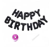 Vthoviwa Bannière « Happy Birthday » - Noir, Guirlande de ballons d'anniversaire en aluminium