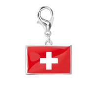 VTIDOBE Breloque drapeau en acier inoxydable, fermoir mousqueton, argent | Porte-clés pour chaîne de bijoux, petit profil, tenue quotidienne