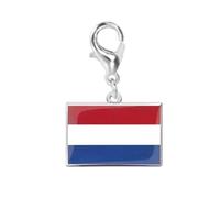 VTIDOBE Breloque drapeau en acier inoxydable, fermoir mousqueton, argenté | Porte-clés pour chaîne de bijoux, petit profil, tenue quotidienne