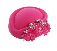 VTIDOBE Chapeau d'hôtesse de l'air des années 25 avec fleurs artificielles - Accessoires de cocktail - Chapeau melon en laine pour bal masqué