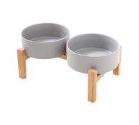 VTIDOBE Ensemble de gamelles surélevées en céramique pour chien avec support en bois stable, design antidérapant, double gamelle, station d'alimentation pour animaux de compagnie