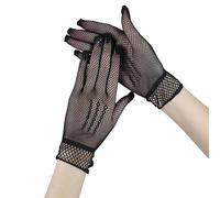 VTIDOBE Gants élégants en filet de pêche extensibles pour mariages, événements formels, gants courts élastiques, respirants, confortables, Noir, M