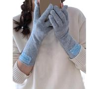 VTIDOBE Gants tricotés pour femme avec étiquette de mode et trous pour les doigts, chauds et multi-usages pour un usage quotidien et activités de plein air, bleu, M
