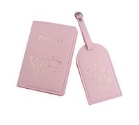 VTIDOBE Hot Stamping The World Map Couverture de carte de voyage avec porte-bagages, rose