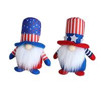 VTIDOBE Lot de 2 pièces Independence Day sans visage pour poupée 4 juillet vétérans scandinaves Tomte maison fenêtre Orname Independence Poupée sans visage rayée cinq étoiles