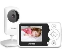 VTimes Moniteur de bébé avec caméra et Audio, Moniteur vidéo pour bébé sans Wi-FI, Vision Nocturne, écran LCD de 6,1 cm, Moniteur Portable pour bébé, Alarme et capteur de température et 305 m, idéal