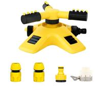 Vtizikl Arroseurs de jardin pour pelouse, arroseur d'herbe tandem, arroseur de pelouse rotatif à 3 bras réglables avec 2 modes de pulvérisation, adaptateur et raccord de tuyau pour arrosage (+1,27 cm