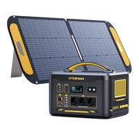 VTOMAN Jump 2200 Station électrique Portable avec 110W Panneau Solaire - 2200W/1548Wh Générateur Solaire LiFePO4 Batterie électrique Générateur, PD 100W Typ-C Sortie/USB QC 3.0 Sortie, pour Voyage