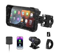 Vtopek CarPlay Moto avec 6,25 Pouces Display Dashcam Moto Carplay Android Auto avec 4K+1080P Double Caméra Navigation GPS Étanche Double Bluetooth Commande Vocale Siri Carte 64GB-TF