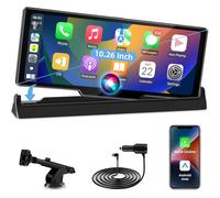 Vtopek Écran Carplay Android Auto 10,26 Pouces avec Support Exclusif, Car Play Portable avec Écran Tactile HD IPS sans Fil Écran Carplay Voiture avec Bluetooth Siri Google Mirror Link Carte TF 64 Go