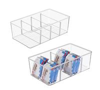 Vtopmart 2 Organisateurs de Réfrigérateur avec 4 Compartiments, Boîte de Rangement Alimentaire Empilable pour la Cuisine Sans BPA pour Sachets de Thé, Collations, Épices