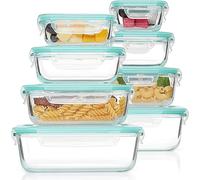 Vtopmart Lot de 16 Boite Alimentaire Verre（8 Récipient, 8 Couvercle）,Boite en Verre avec Couvercle Alimentaire, Boite Hermetique Alimentaire,Convient aux Micro-Ondes et Lave-Vaisselle，Sans BPA,Vert