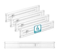 Vtopmart Lot de 4 séparateurs de tiroir peu profonds, réglables de 5,8 cm de haut, extensibles de 32,8 à 54,4 cm, séparateurs de tiroir de cuisine, séparateurs en plastique transparent pour cuisine