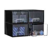 Vtopmart Lot de 4 tiroirs de rangement empilables transparents de 11,1 cm de haut, organiseurs de maquillage de salle de bain, bacs de rangement en plastique pour coiffeuse, sous-évier, armoires de