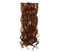 Vtrem 5 Bandes 16 Clips Extensions A Clips Cheveux Naturels Résistant À La Chaleur Hair Extension Volume Longue Cheveux Frisés Bouclés -55cm -124g [Jaune]