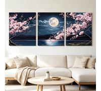 VTRXEG 3 toiles Fleurs de cerisier poster, affiches d'art décoratif sur le thème des paysages naturels, convient pour le salon et la chambre à coucher, sans cadre (A, 3x30x40cm, Sans cadre)