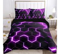 VTRXEG Parure de lit, géométrique hexagonale, Housse de Couette, Housse de Couette Technique imprimée en 3D, Comprend 1 Housse de Couette et 2 taies d'oreiller. (C, 220x240cm)