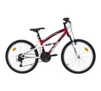 VTT 24'' Tout Suspendu Garçon Freerider - Freins V Brake - 18 Vitesses Indexées - Shimano - Fourche télescopique - Rouge Rouge & Blanc G