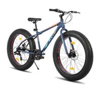 VTT - 26"" - Freins à disque pneus larges Shimano 7 vitesses - Idéal pour les trajets urbains et l'aventure - Unisexe -Bleu foncé