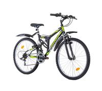 VTT 26'' - Vélo Tout Suspendu - 18 Vitesses - Transmission Shimano - Freins V-Brake - Jantes Alu (Garde Boues & Pompe offert)