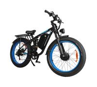 VTT électrique BAOLUJIE DP2603, batterie amovible 52 V 32 Ah, suspension intégrale - bleu