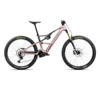 Vtt electrique tout suspendu orbea rise lt m10 12v 420 wh shimano 85 nm 29 rose desert gris carbon raw 2025