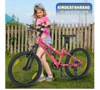VTT enfant 20 pouces 6 vitesses, freins V avant et arrière, cadre acier rose, selle réglable