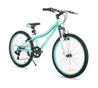 VTT enfant - HILAND - Vélo 24 pouces - Dérailleur Shimano 7 vitesses - Fourche suspendue - Cadre acier