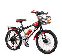 VTT léger 18/20/22/24 Pouces pour Adultes et Enfants, vélo de Ville Pliable à 7 Vitesses avec feu arrière et Panier (Taille : 20 Pouces, Couleur : Rouge)