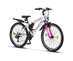 VTT - LICORNE - Blanc/Rose - 26 - Semi-rigide - Hydrauliques - 21 vitesses - Cross country