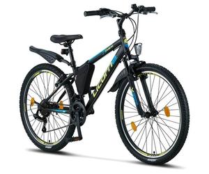 VTT - LICORNE - Semi-rigide - 21 vitesses - Freinage hydraulique - Noir/Bleu/Vert citron, 26