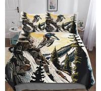 VTT Parure De Lit - Microfibre 3 Pièces Housse De Couette Douce - Linge De Lits avec Taies d'oreiller pour Enfants Adultes Double (200x200cm)