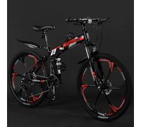 VTT Pliable 24/26/27,5 Pouces, 21 Vitesses, Freins À Disque Doubles, Roues À Six Rayons, Double Suspension, en Acier Carbone D,24 inch