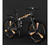 VTT Pliable 24'' 26'' 27,5'' - Vélo À Double Suspension pour Hommes Et Femmes, VTT À 21 Vitesses, Cadre en Acier À Haute Teneur en Carbone, Roues À Trois Rayons C,26 inch