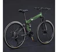 VTT Pliable 24/26 Pouces - 21 Vitesses avec Freins À Disque Doubles, Roues À Rayons Et Double Suspension pour Hommes Et Femmes Adultes D,24inch