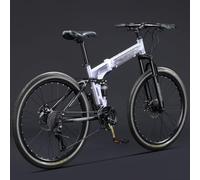 VTT Pliable 24/26 Pouces - 21 Vitesses avec Freins À Disque Doubles, Roues À Rayons Et Double Suspension pour Hommes Et Femmes Adultes B,24inch