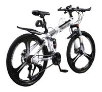 VTT Pliable 24/26 Pouces - 24 Vitesses, Freins À Disque Doubles, Roues À 3 Rayons, Double Suspension pour Hommes Et Femmes Adultes B,24 inch