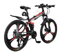 VTT Pliable pour Adulte De 24 À 26 Pouces, Double Suspension avec Roues À 3 Rayons, 21 Vitesses, pour Hommes Et Femmes, avec Garde-Boue C,26 inch