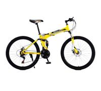VTT Pliable pour Adulte De 24 Et 26 Pouces, 21 Vitesses, Roues À Rayons, Cadre en Acier Carbone avec Doubles Freins À Disque, VTT Pliable D,26 inch