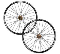 VTT QR Frein À Disque Roues 26 27.5 29 Jante Avant Ensemble De Roues Arrière Roulement Scellé Moyeu 32H for Cassette 8-11 Vitesses(Gold,27.5inch)