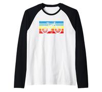 VTT Rider Sunset Retro Stripe Graphic Manche Raglan